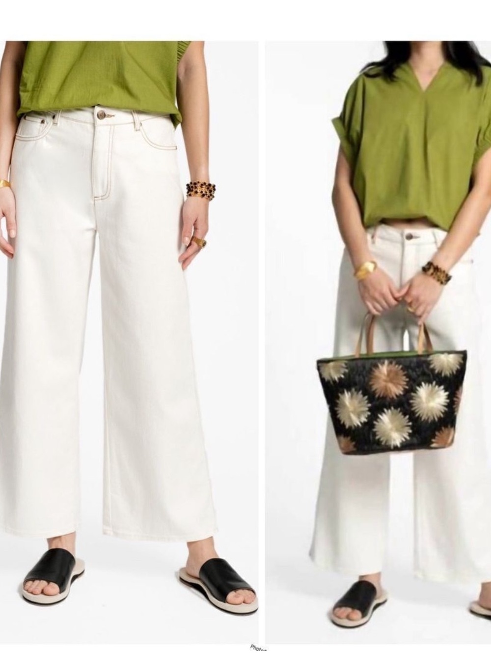 Frances Valentine Sally White Wide-Leg Denim Jeans